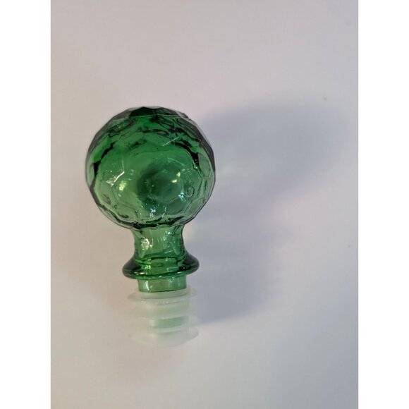 MCM Green Italian Diamond-Cut Glass Decanter With Stopper & 5 Glasses Vintage - Picture 8 of 9